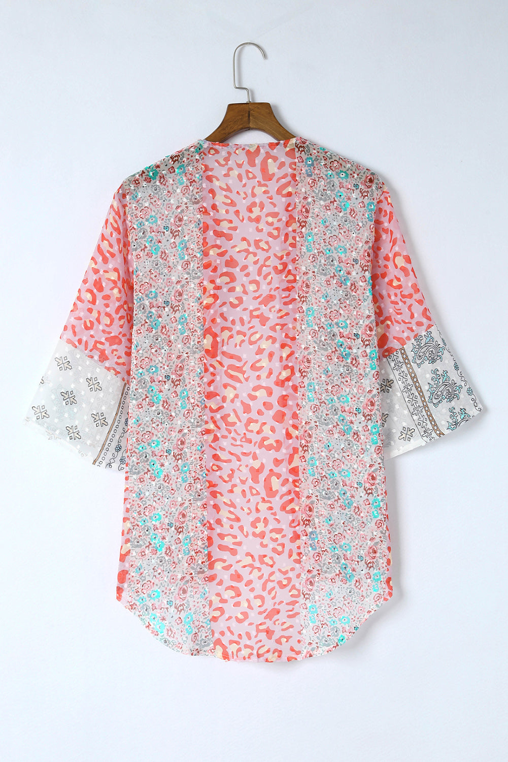 Floral Print Boho Bell Sleeve Open Front Cover Up, S-2X, two pattern choices!