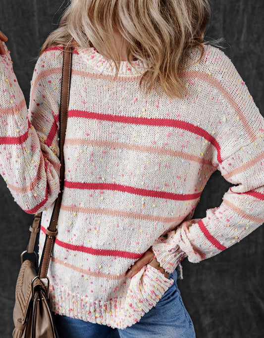 Striped Confetti Knit Sweater, S-2XL