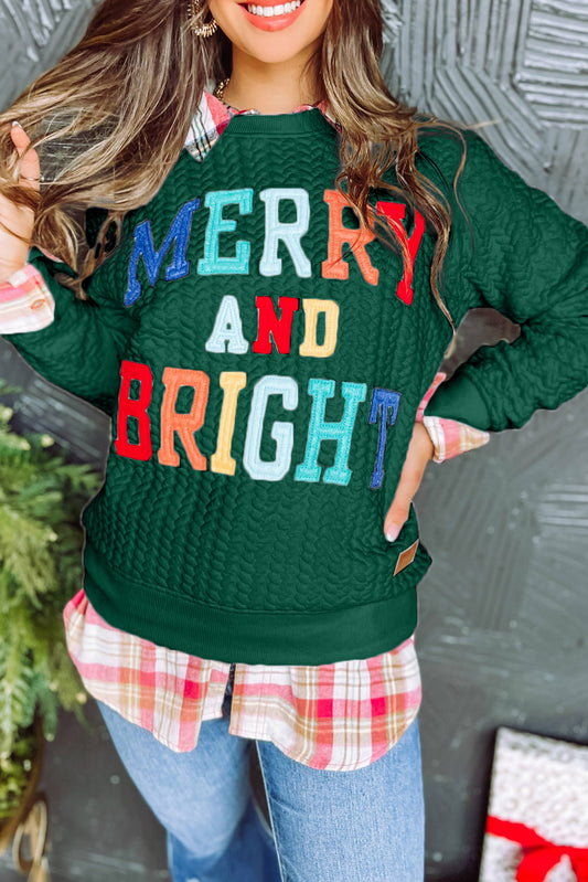 Bright White Merry And Bright Cable Knit Pullover Sweatshirt, S-XL