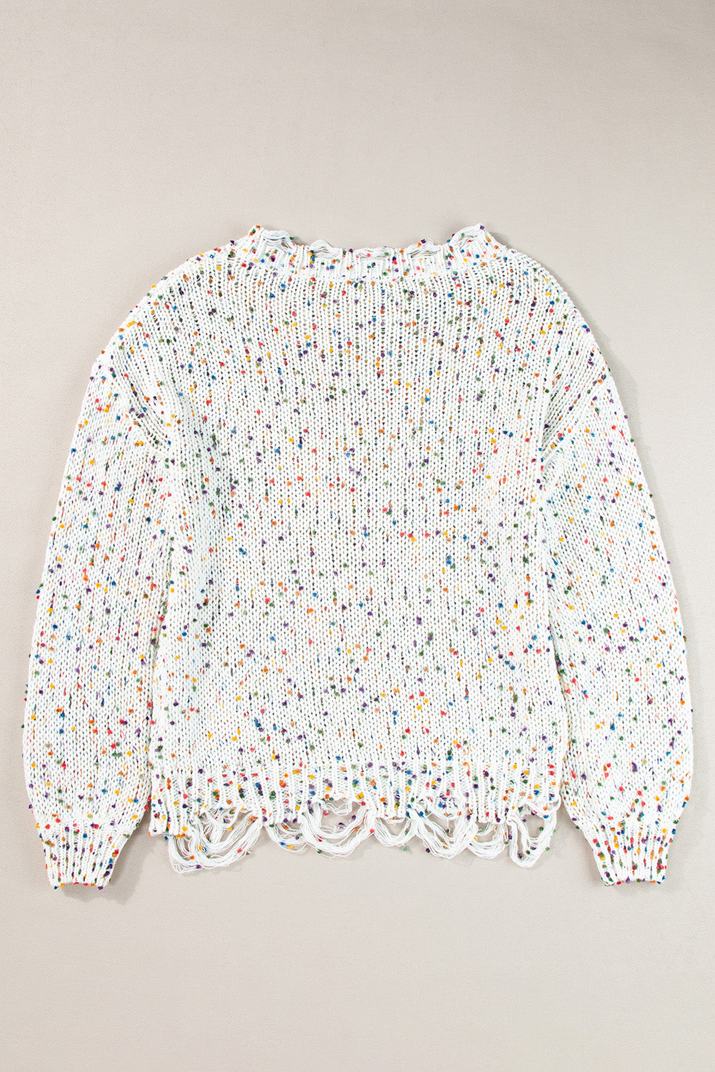 Colorful Confetti Distressed Knit Sweater, S-XL