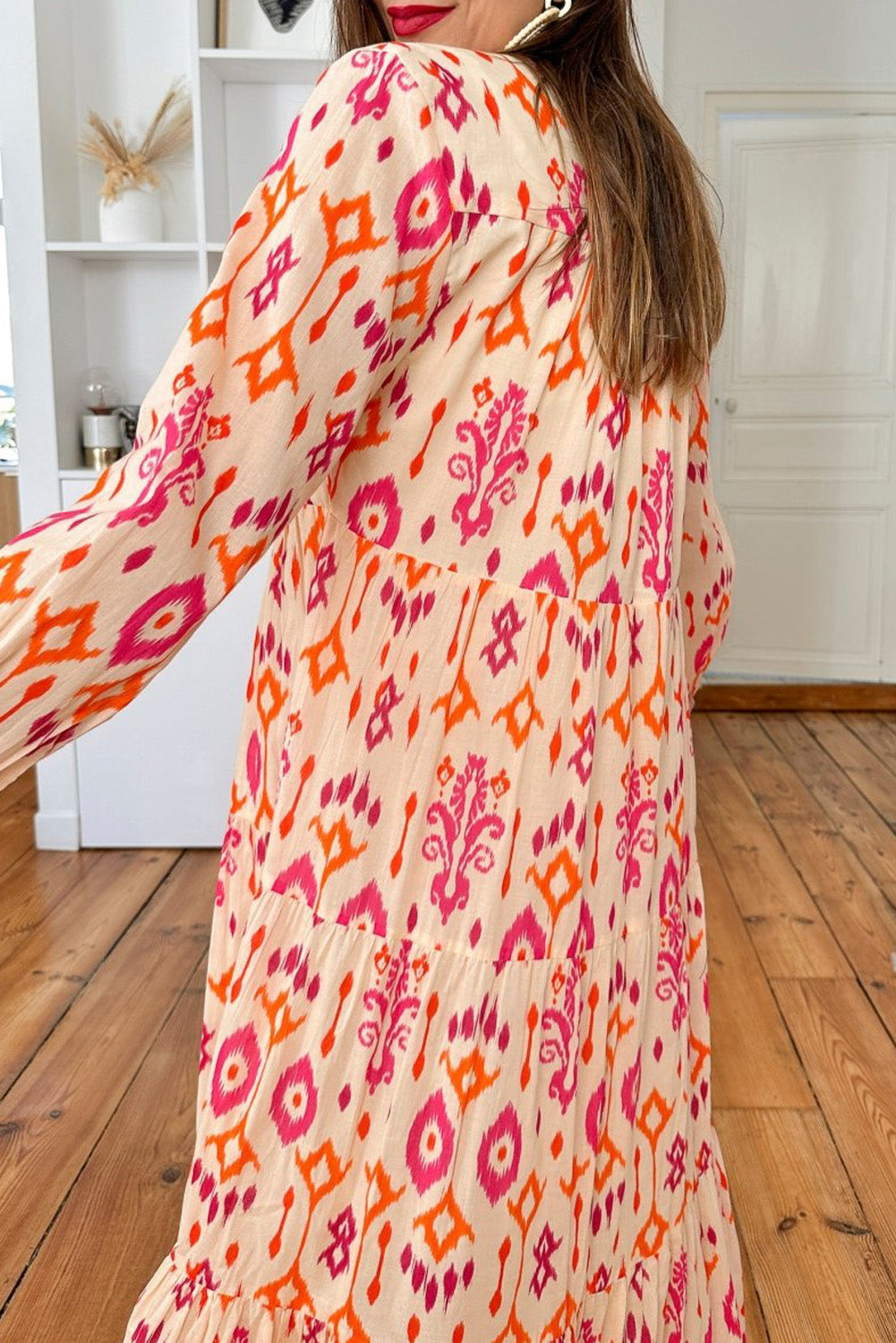 Abstract Geometric Printed Maxi Dress, S-XL