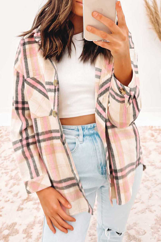 Pink Plaid Shacket, S-XL