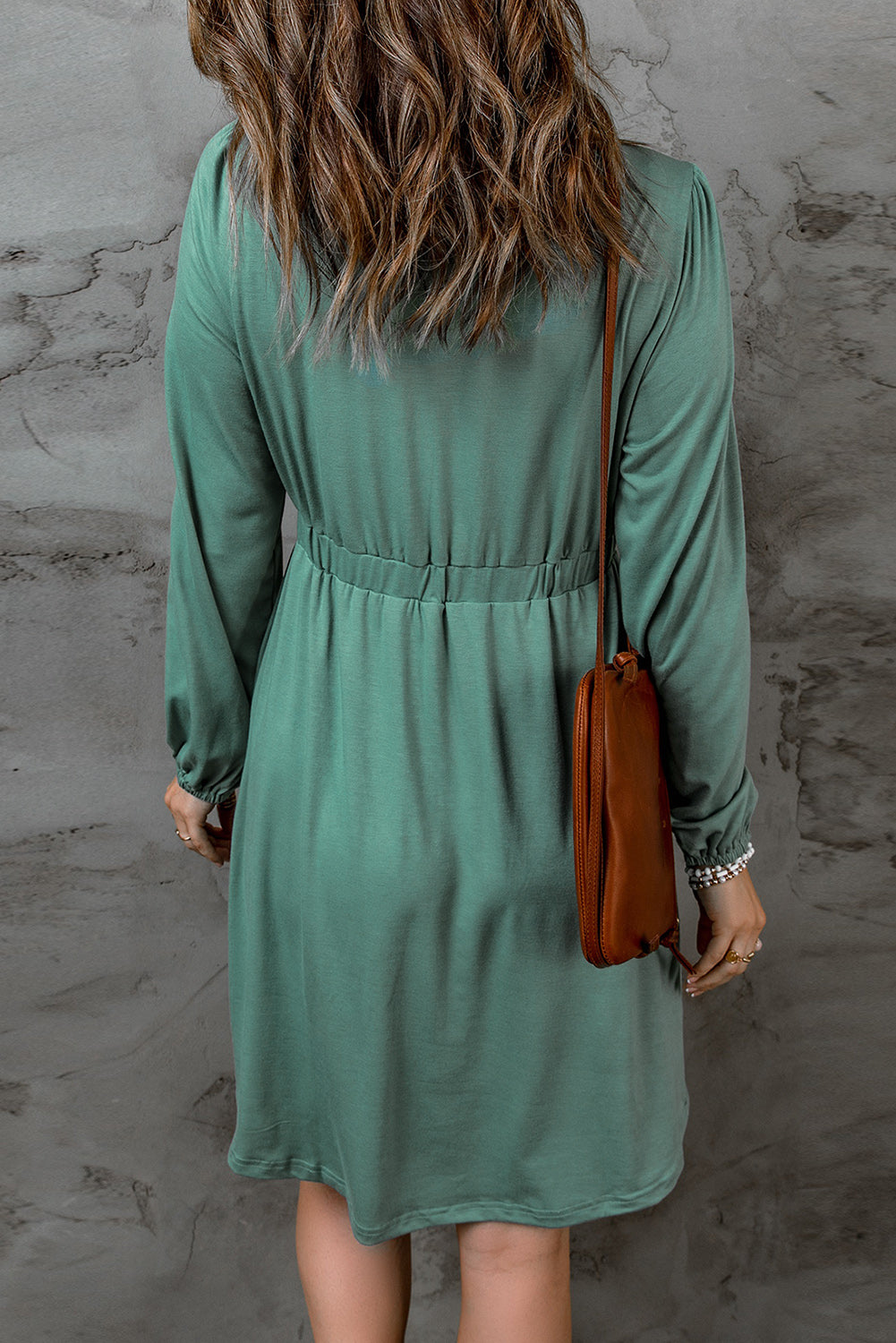 Button Up High Waist Long Sleeve Dress, S-2XL, Several color choices!