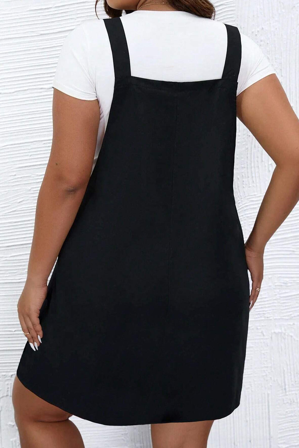 Buttoned Straps Overall Dress, 1XL-3XL