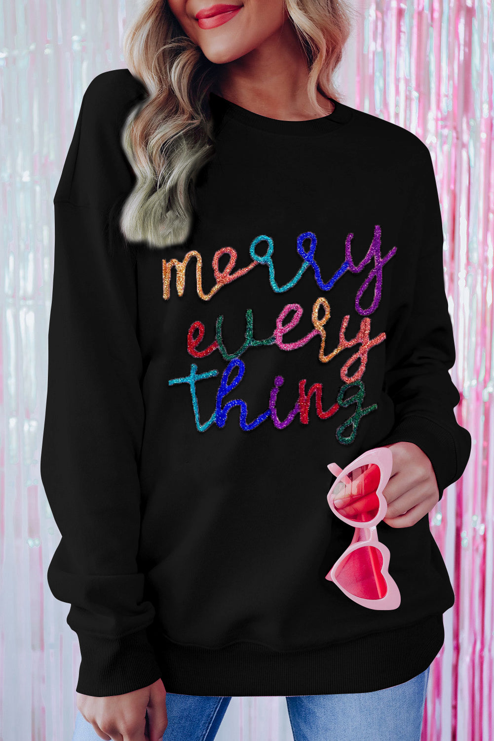 Merry Every Thing Glitter  Sweatshirt, S-XL