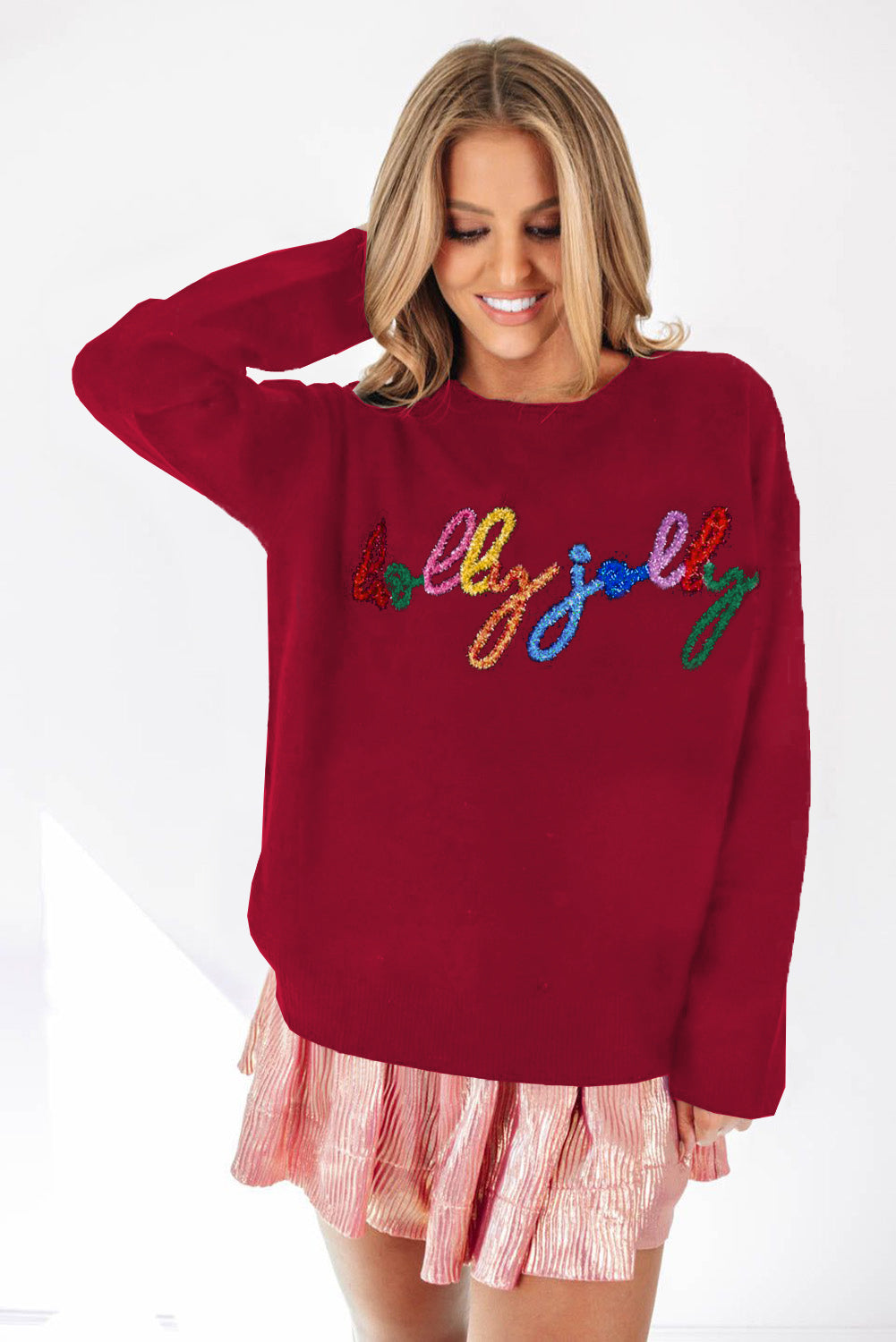 Holly Jolly Round Neck Casual Sweater, S-XL