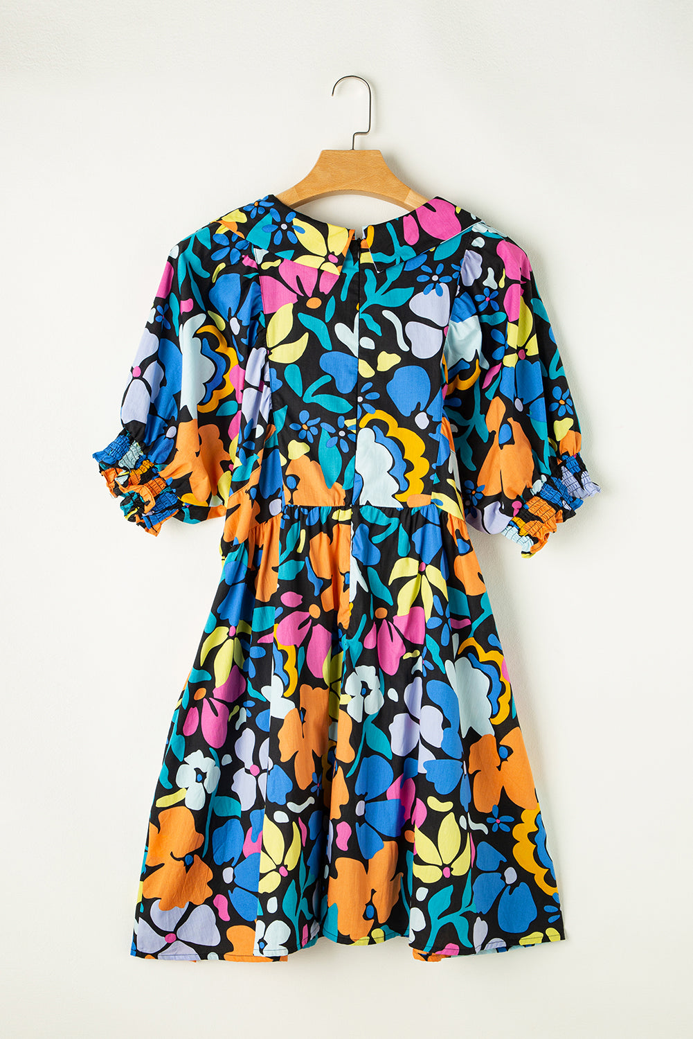 Split Neck Collared Floral Dress, 1XL-3XL