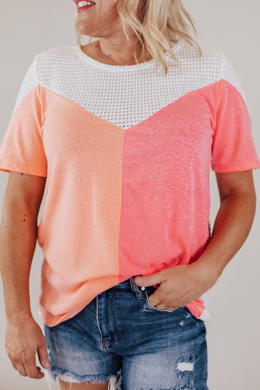 Colorblock Waffle Knit Tee, 1XL-3XL