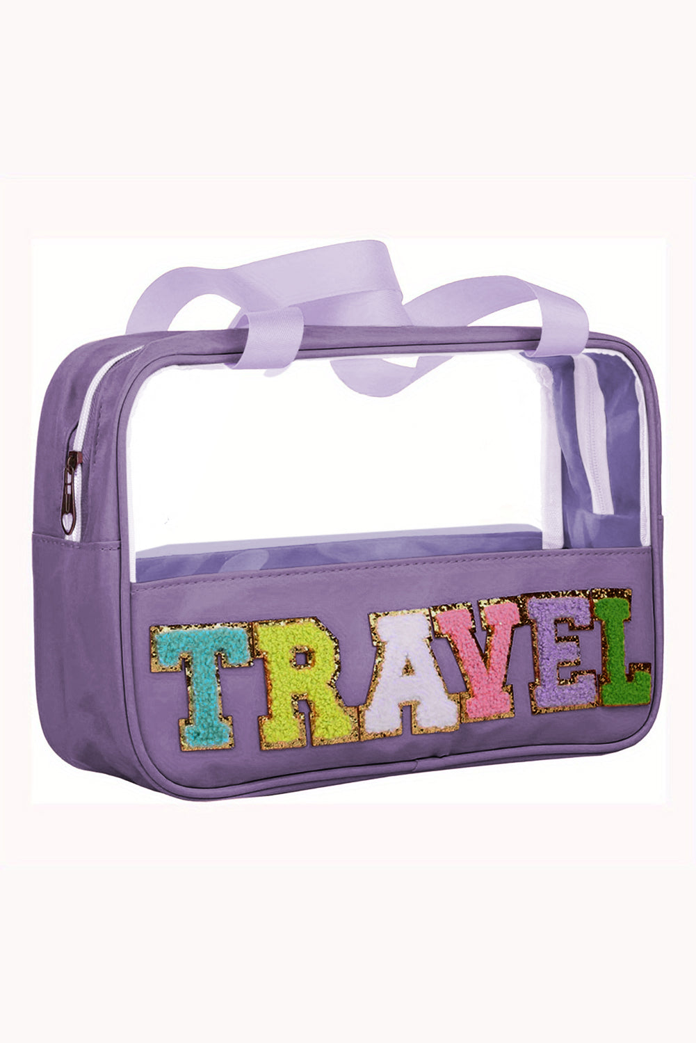 TRAVEL Chenille Letter Clear Bag, two color choices