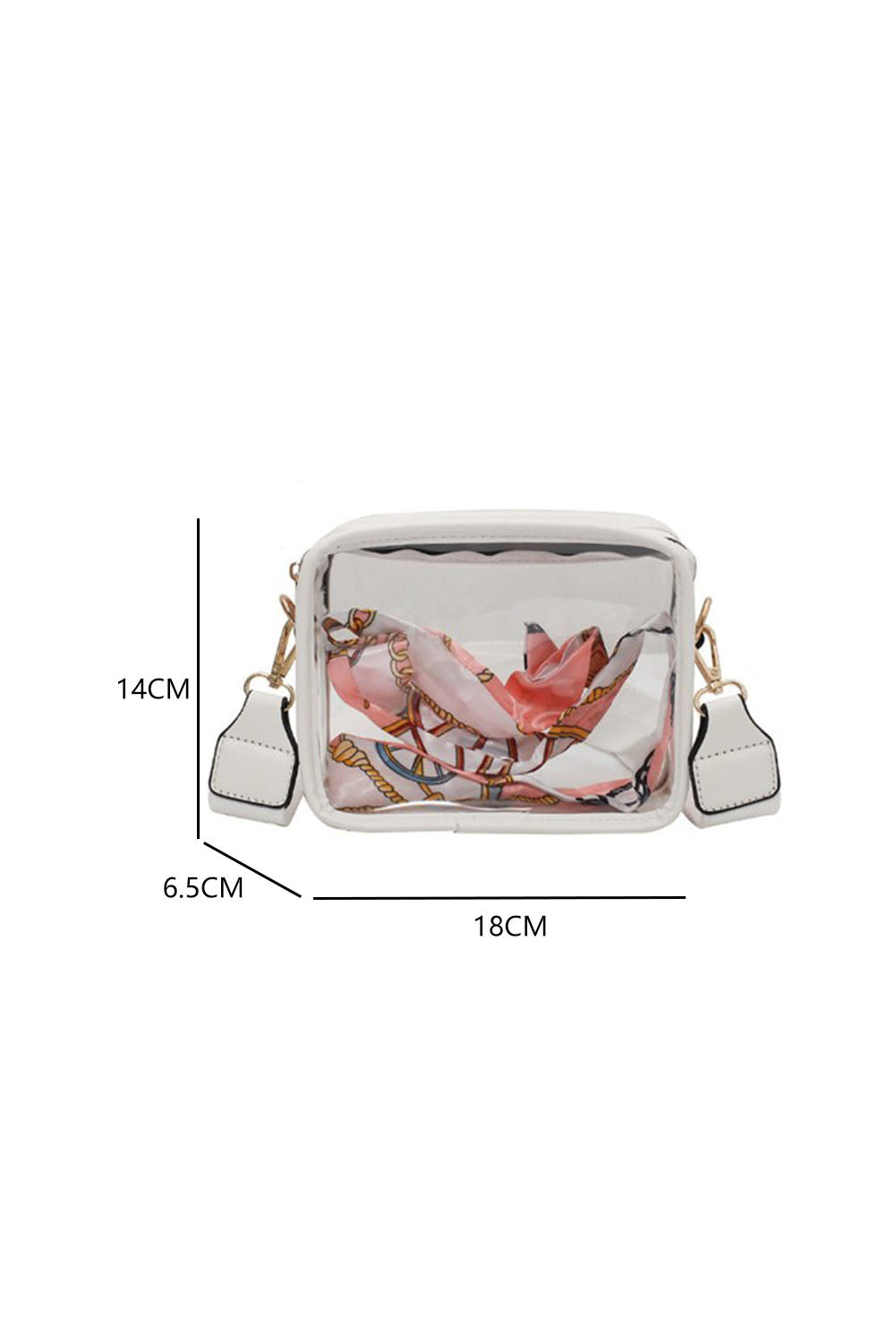 White Clear PVC Leather Strap Crossbody Bag, Several color choices!