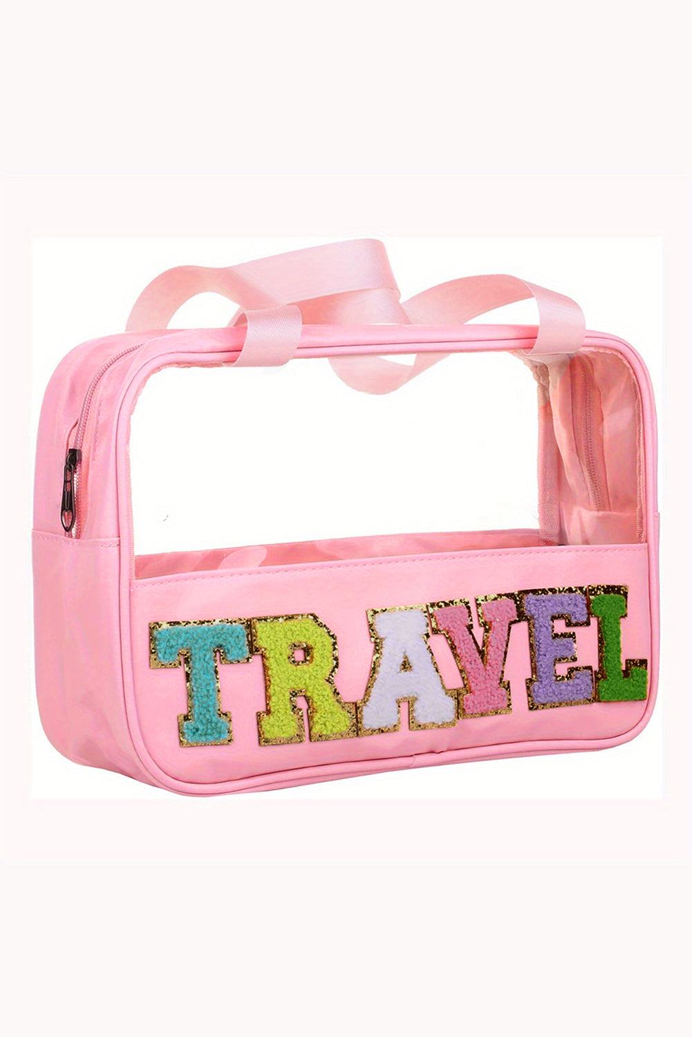 TRAVEL Chenille Letter Clear Bag, two color choices