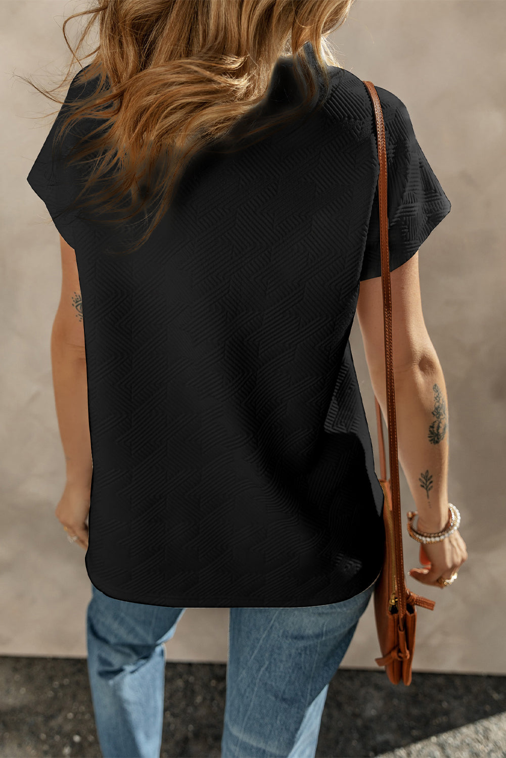 V Neck Collared Short Sleeve Top, S-XL