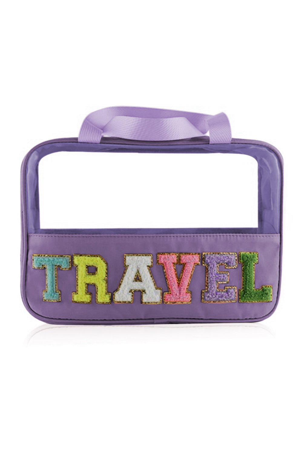 TRAVEL Chenille Letter Clear Bag, two color choices