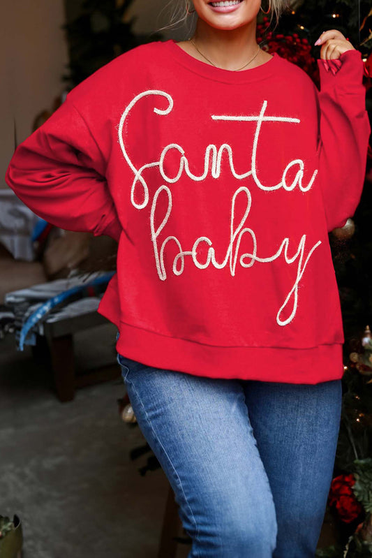 Santa Baby Tinsel Crew Neck Sweatshirt, 1XL-4XL