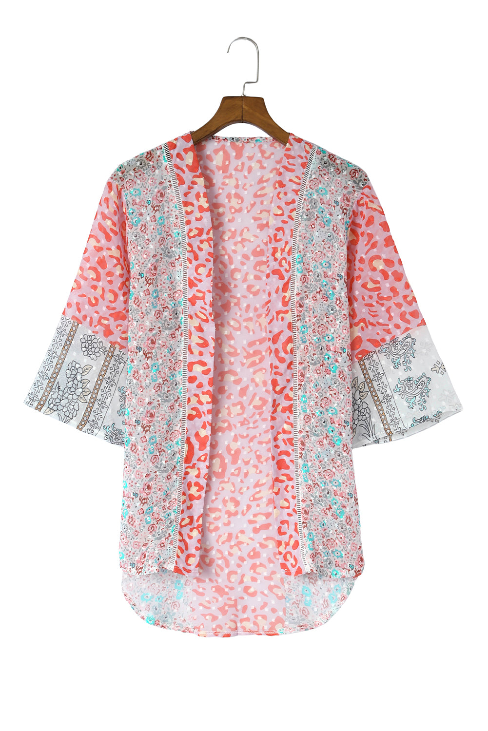 Floral Print Boho Bell Sleeve Open Front Cover Up, S-2X, two pattern choices!