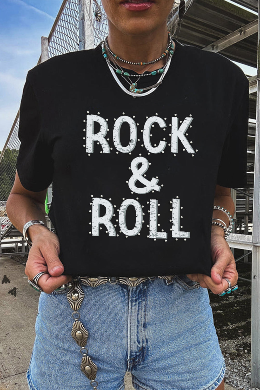 ROCK & ROLL Graphic Crew Neck Tee, S-2XL