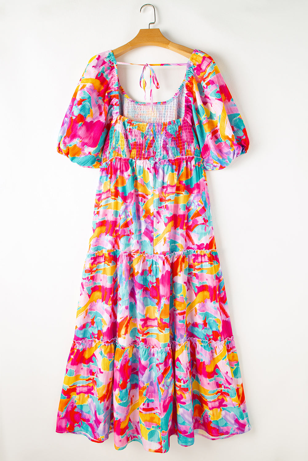 Floral Smocked Puff Sleeve Maxi Dress, 1XL-3XL