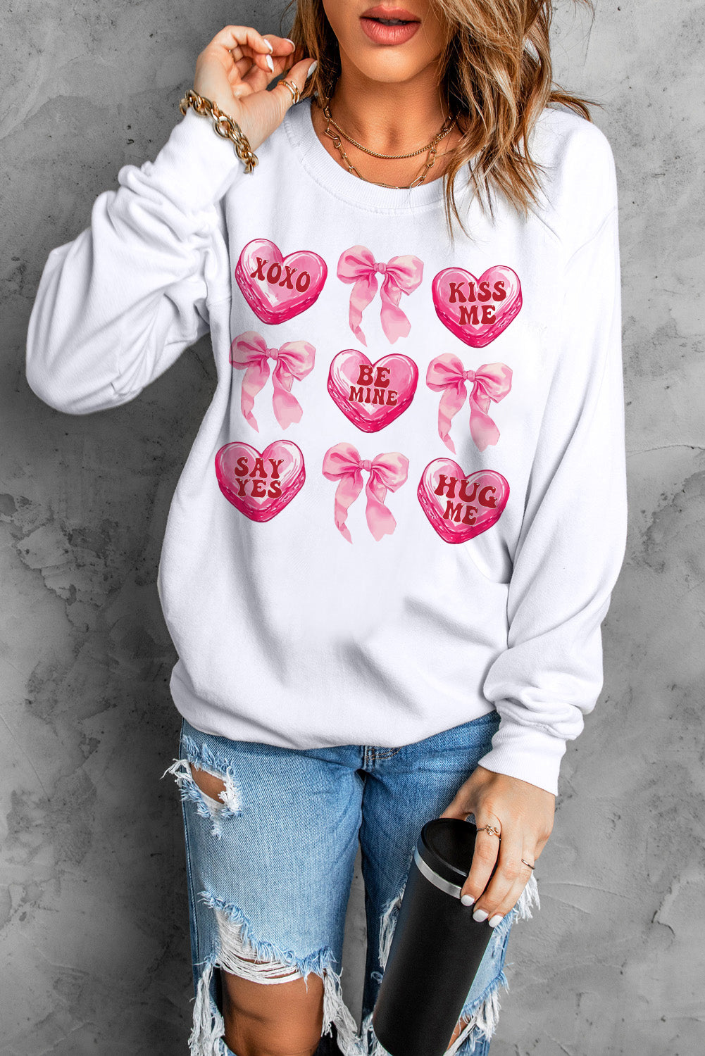 Bless Your Heart Valentine Candy Heart & Bow Sweatshirt