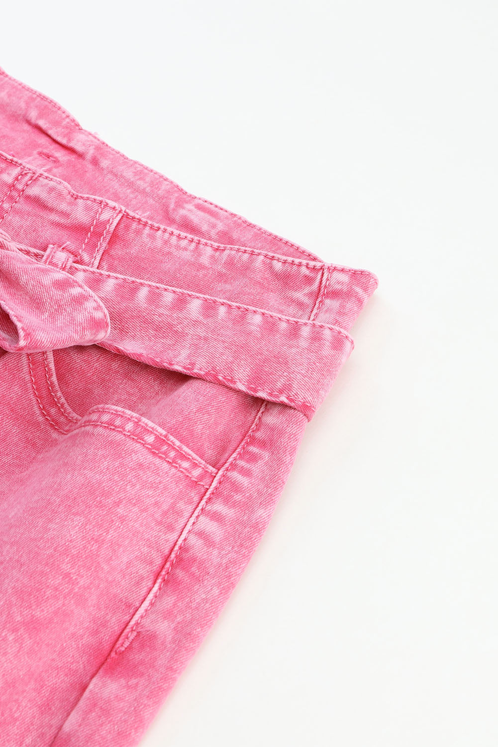 Pink Flare Leg High Waist Front Knot Casual Jeans, sz 4-16