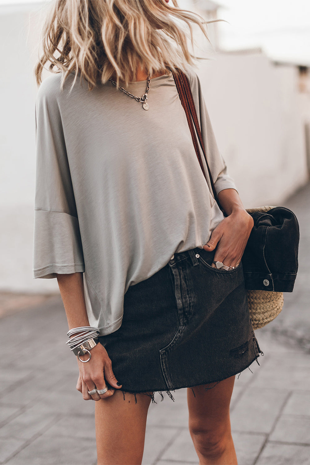 Oversized Flowy Dropped Shoulder T-shirt, S-XL