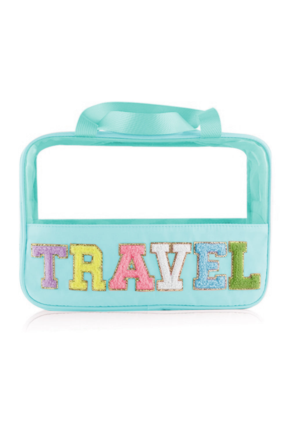 TRAVEL Chenille Letter Clear Bag, two color choices