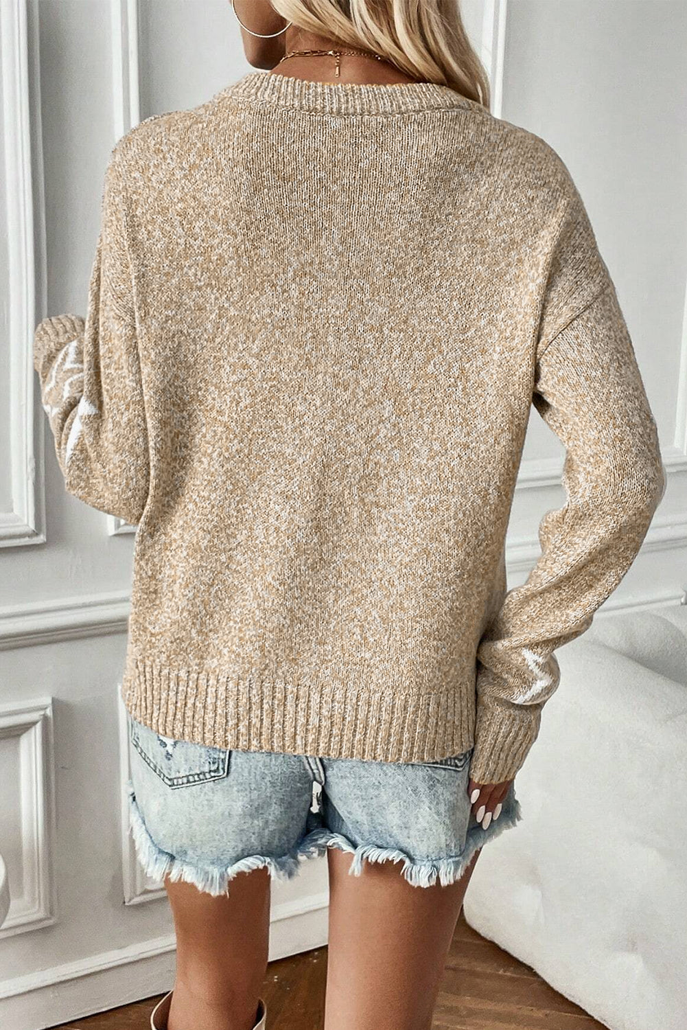 Star Pattern Drop Shoulder Sweater, 1XL-4XL