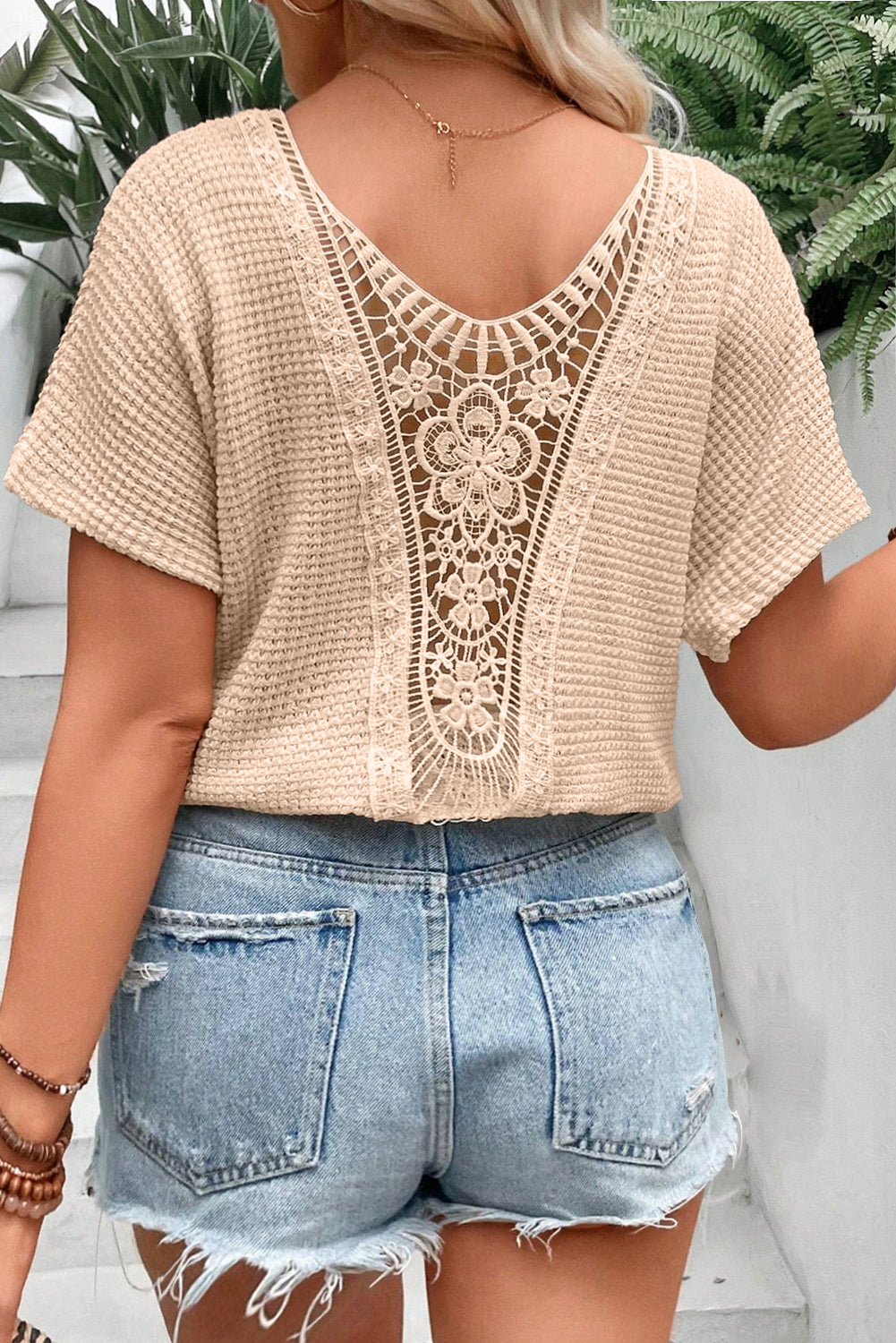 Lace Insert Textured Tee, 1XL-3XL