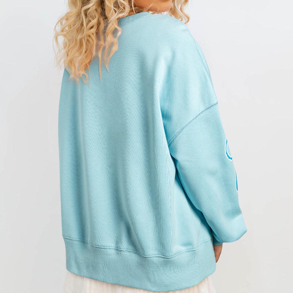 Sequined Bowknot Drop Shoulder Oversized Sweatshirt, two color choices, S-XL