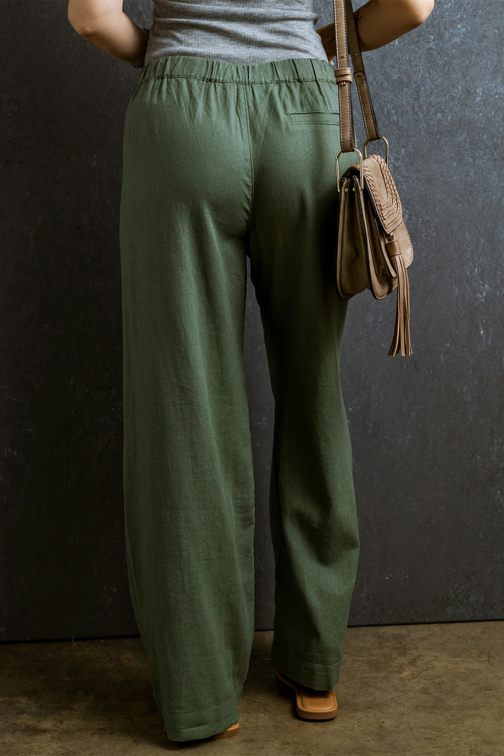 Elastic Waist Casual Wide Leg Pants, S-XL