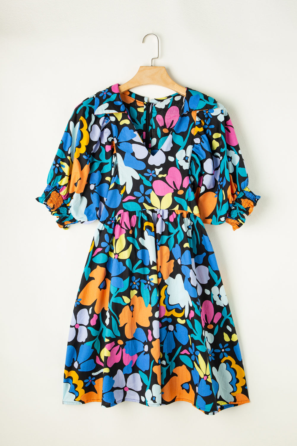 Split Neck Collared Floral Dress, 1XL-3XL