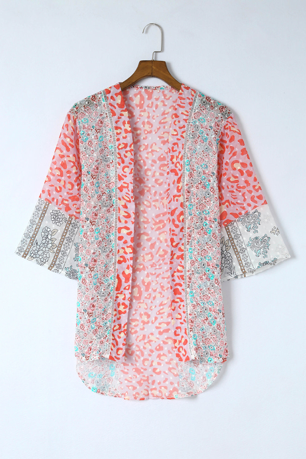 Floral Print Boho Bell Sleeve Open Front Cover Up, S-2X, two pattern choices!