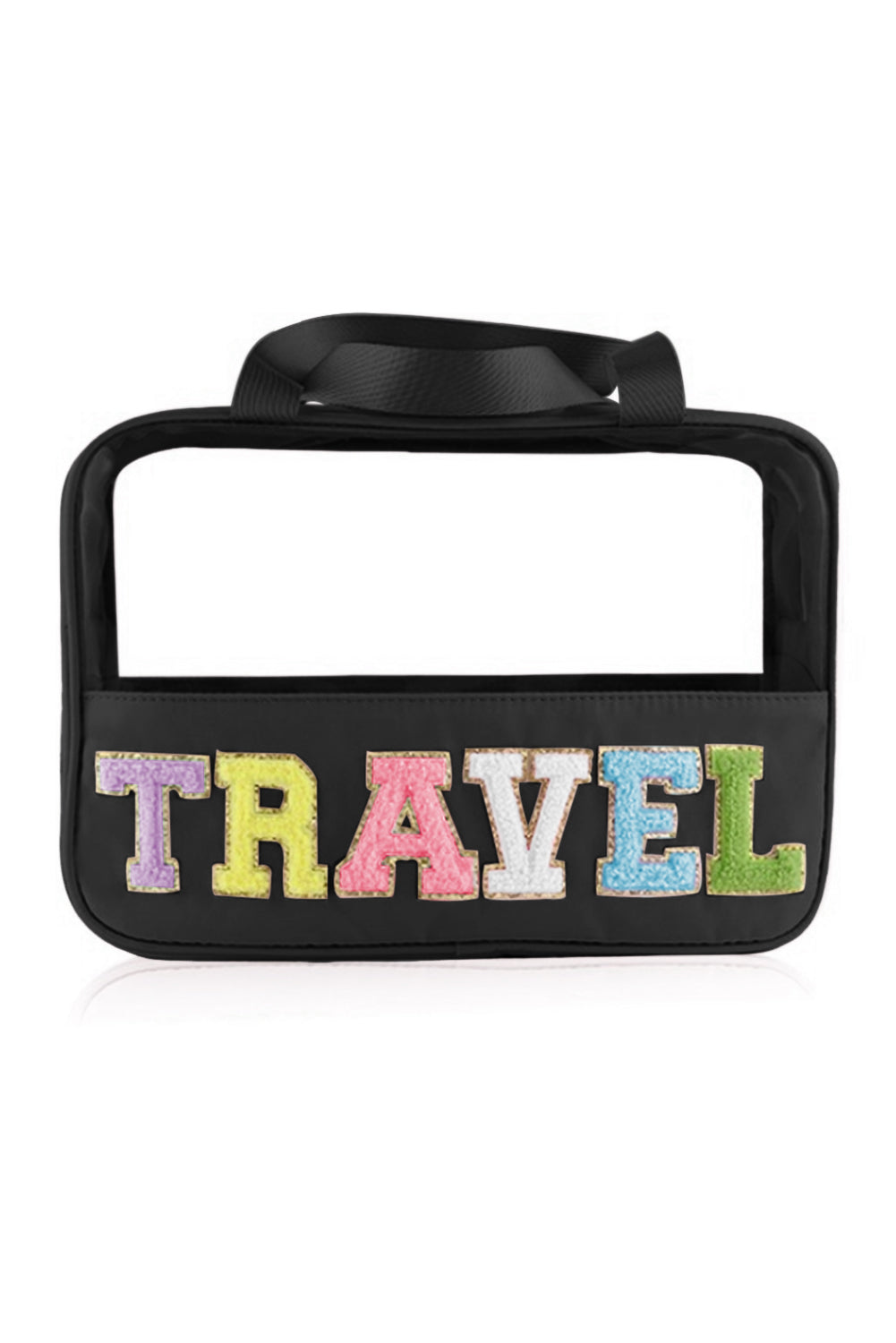 TRAVEL Chenille Letter Clear Bag, two color choices