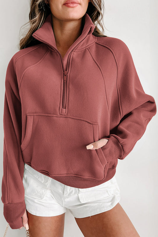 Ribbed Thumbhole Sleeve Sweatshirt, S-2XL, several color choices