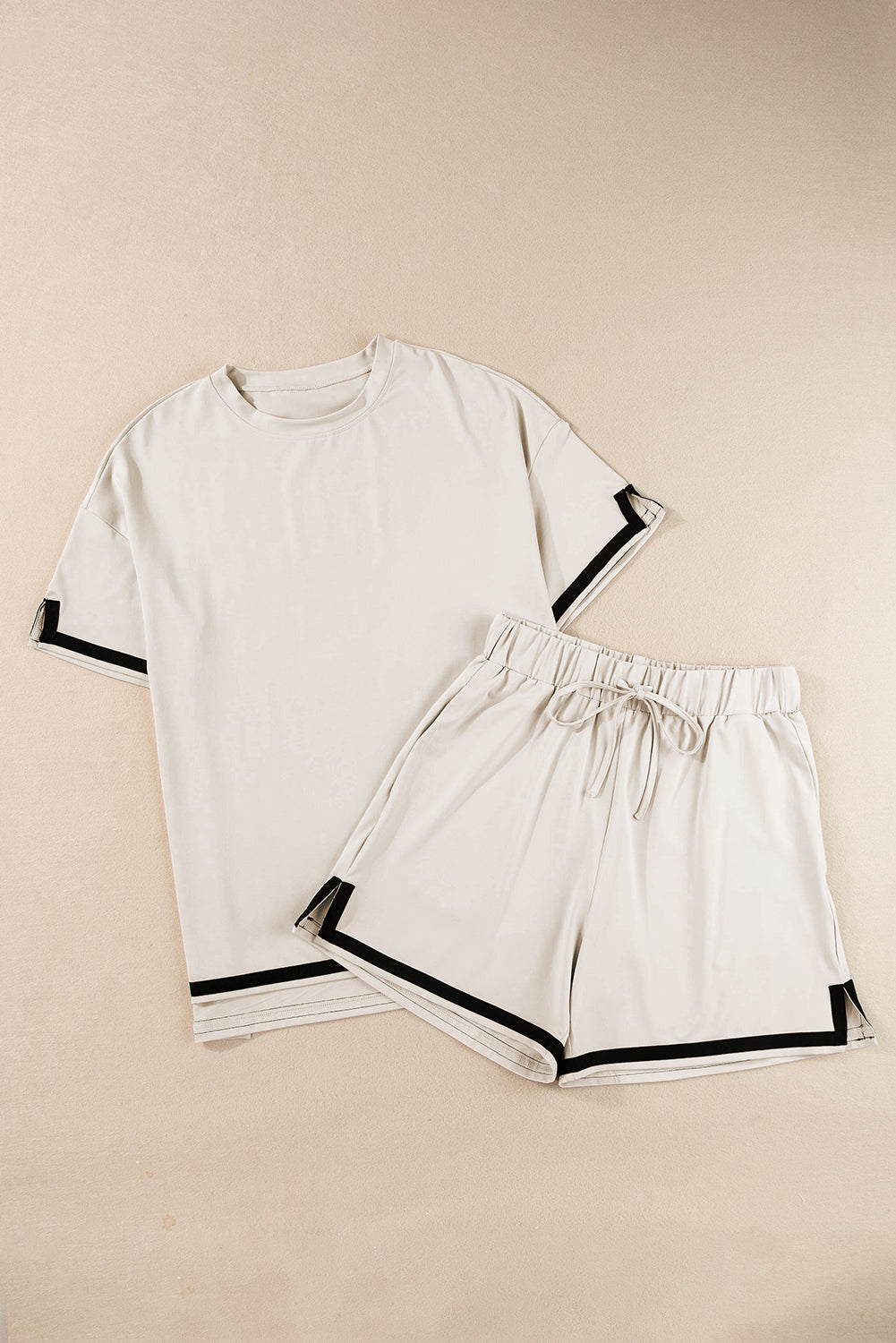 Contrast Trim Tee and Shorts Set, S-XL, two color choices