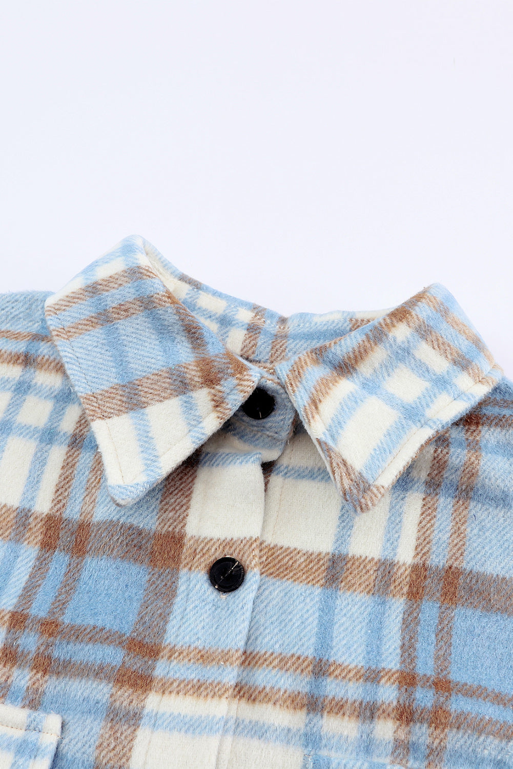 Sky Blue Plaid Shacket, S-2XL