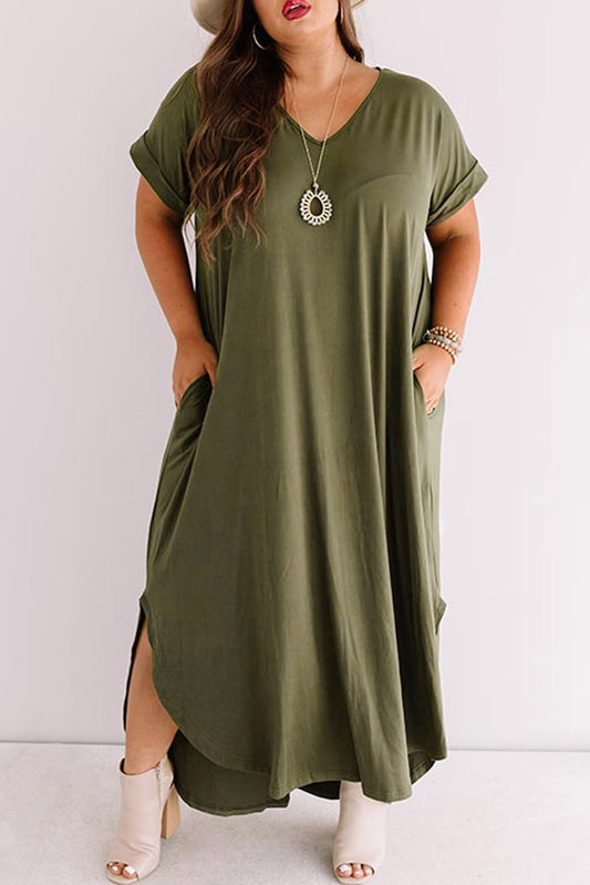 Cuffed Sleeve Maxi Dress, 1XL-4XL, Choose color!