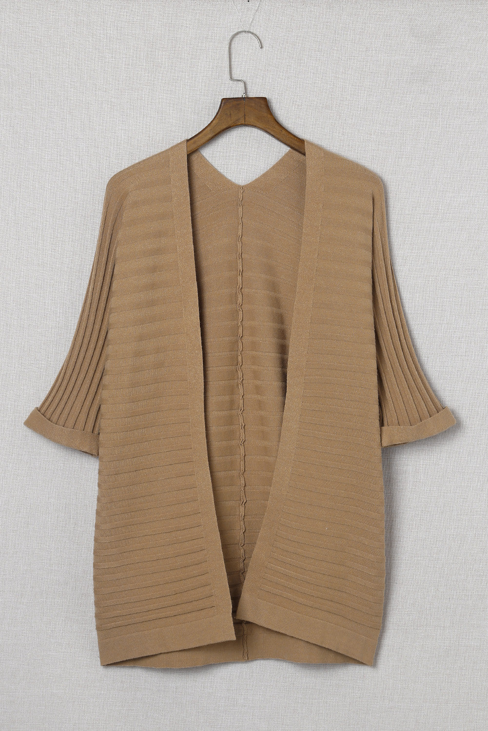 Ribbed Knit Kimono 3/4 Sleeve Open Front, S-2X, Several color choices!