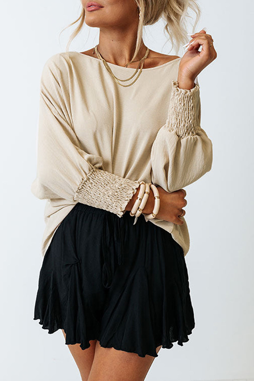 A BH FAVE! Crinkle Texture Puff Sleeve Top, S-2XL, Several color choices!