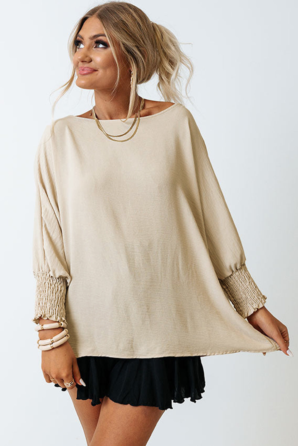 A BH FAVE! Crinkle Texture Puff Sleeve Top, S-2XL, Several color choices!