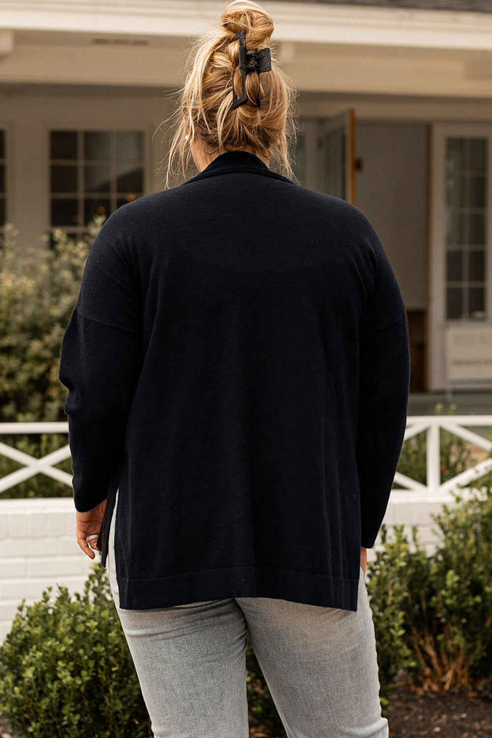 Side Slits High Neck Loose Sweater, 1XL-3XL