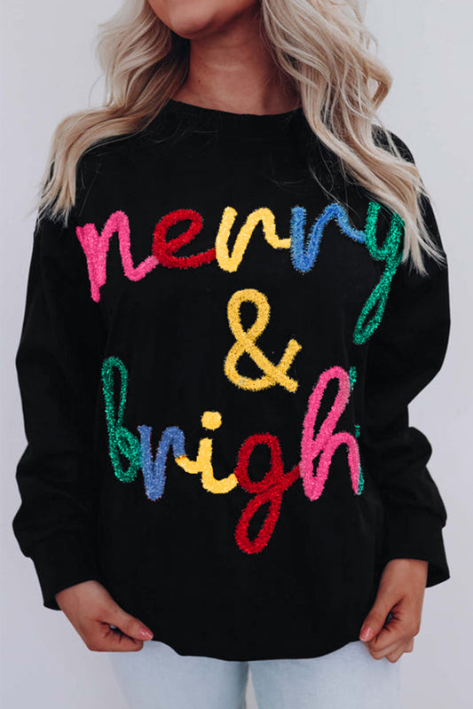 Merry & Bright Tinsel Graphic Sweater, S-XL