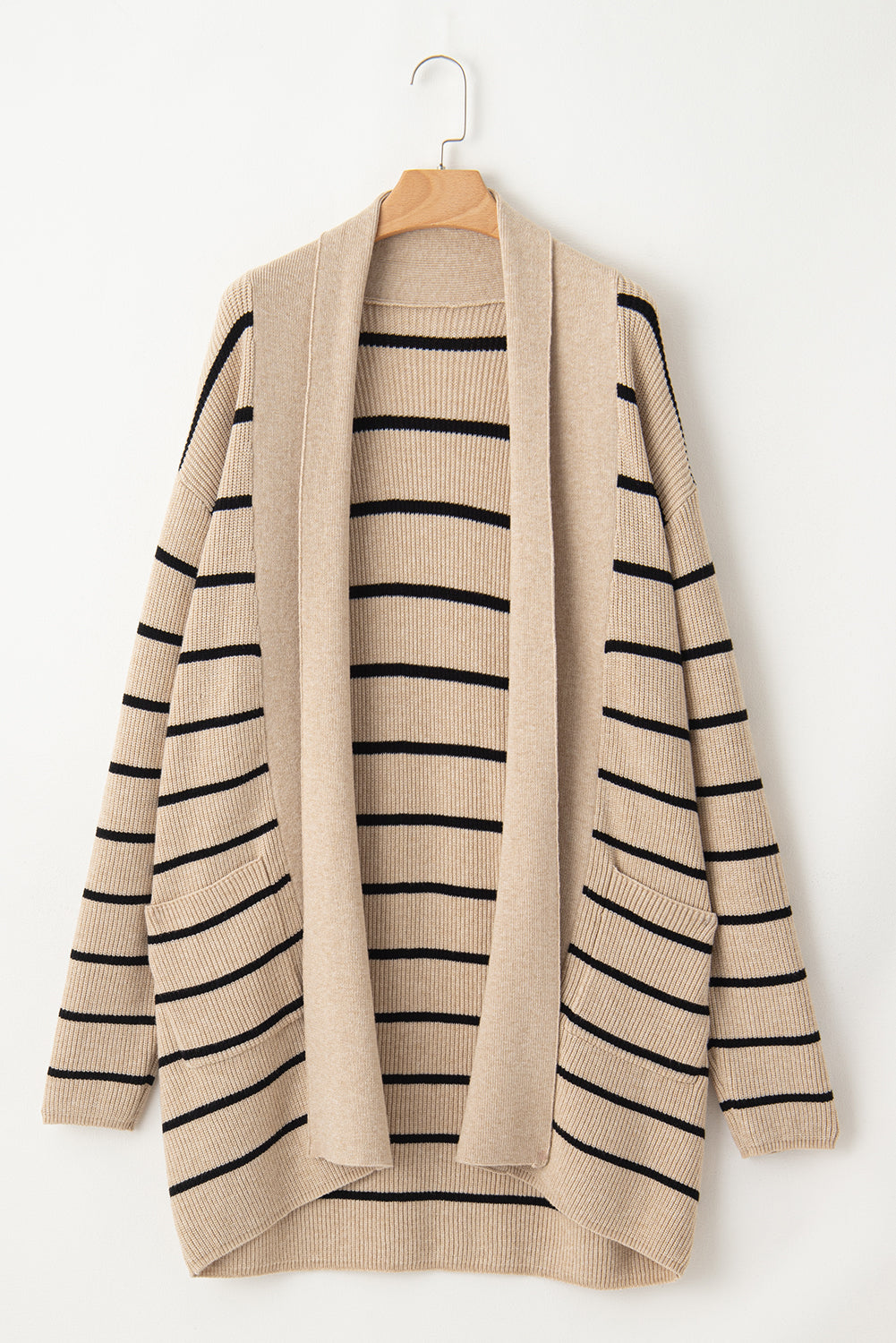 Stripe Open Cardigan with Pockets, S-2XL