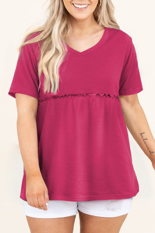 Short Sleeve Flowy Plus Size Top, 1XL-3XL