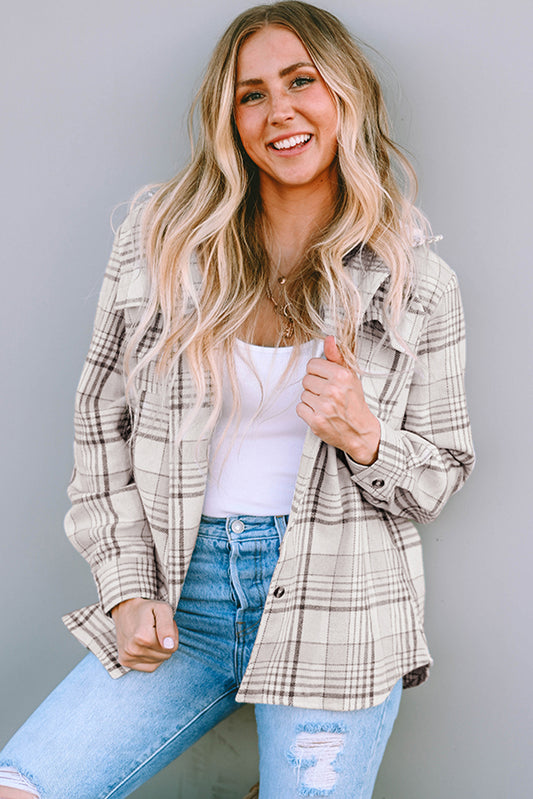 Plaid Removable Hood Buttoned Shacket, S-2XL