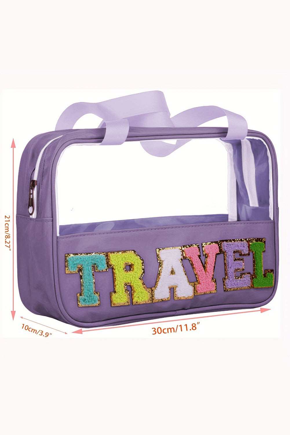 TRAVEL Chenille Letter Clear Bag, two color choices