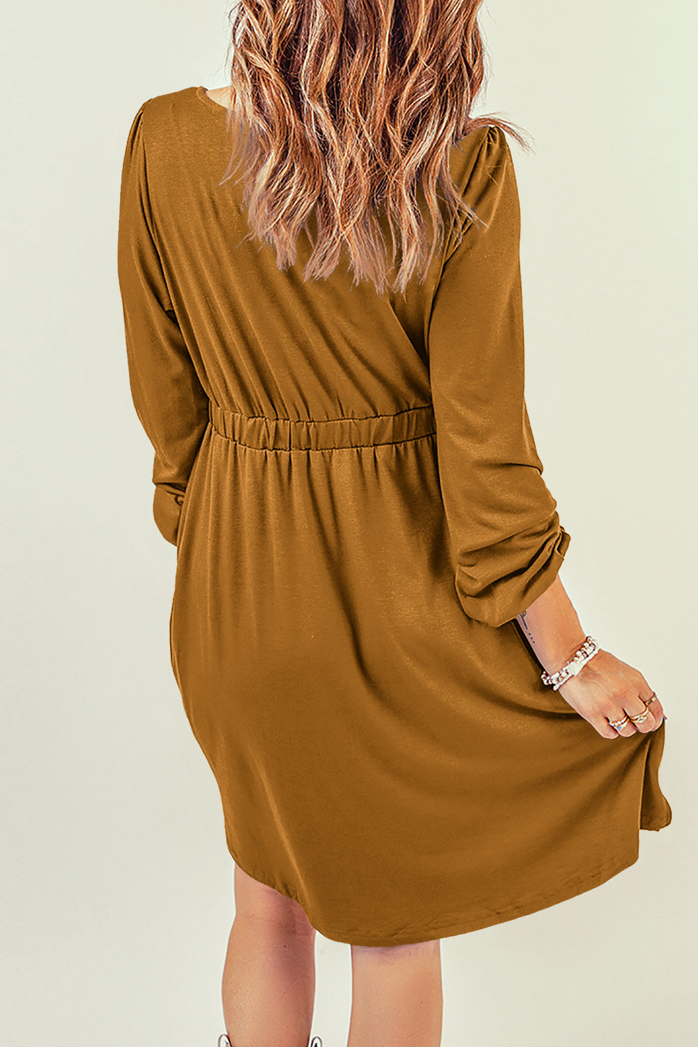 Button Up High Waist Long Sleeve Dress, S-2XL, Several color choices!