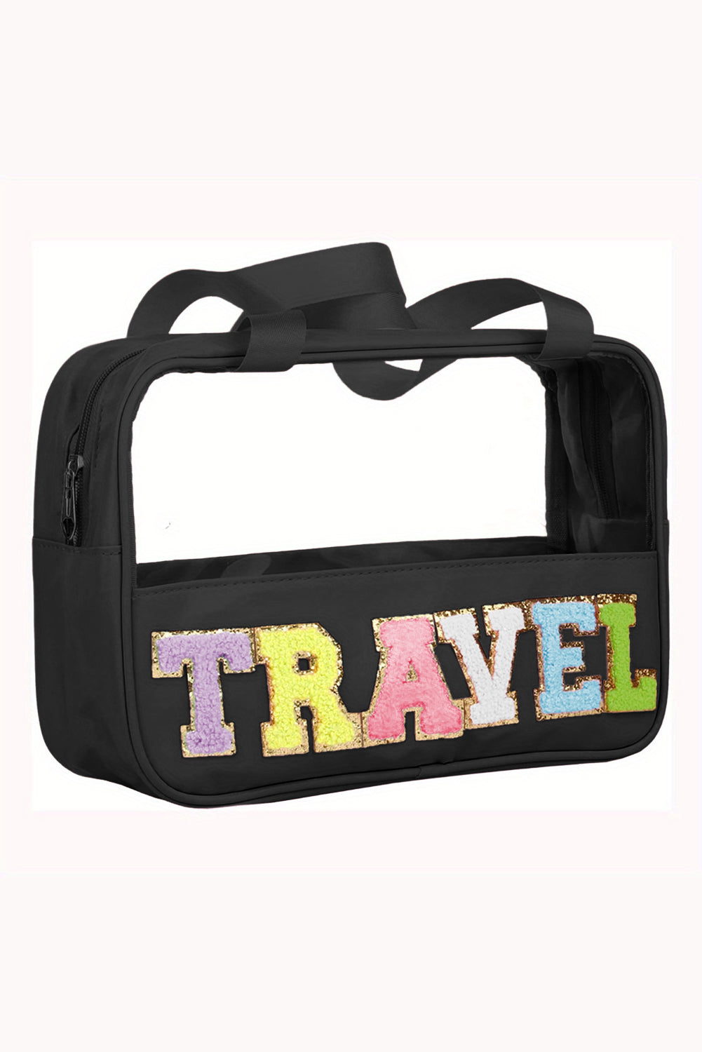 TRAVEL Chenille Letter Clear Bag, two color choices