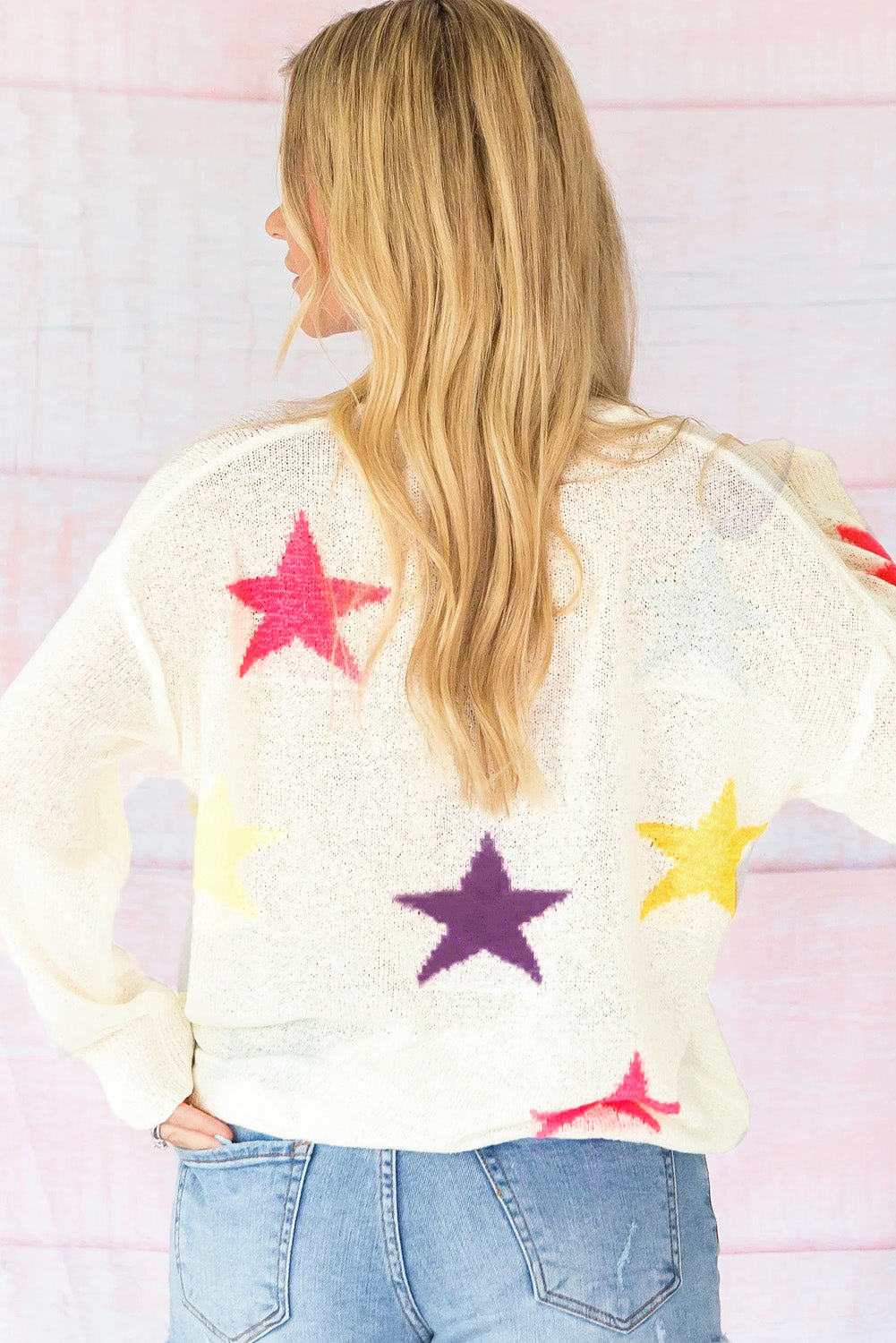 Colorful Star Pattern Loose Sweater, S-XL