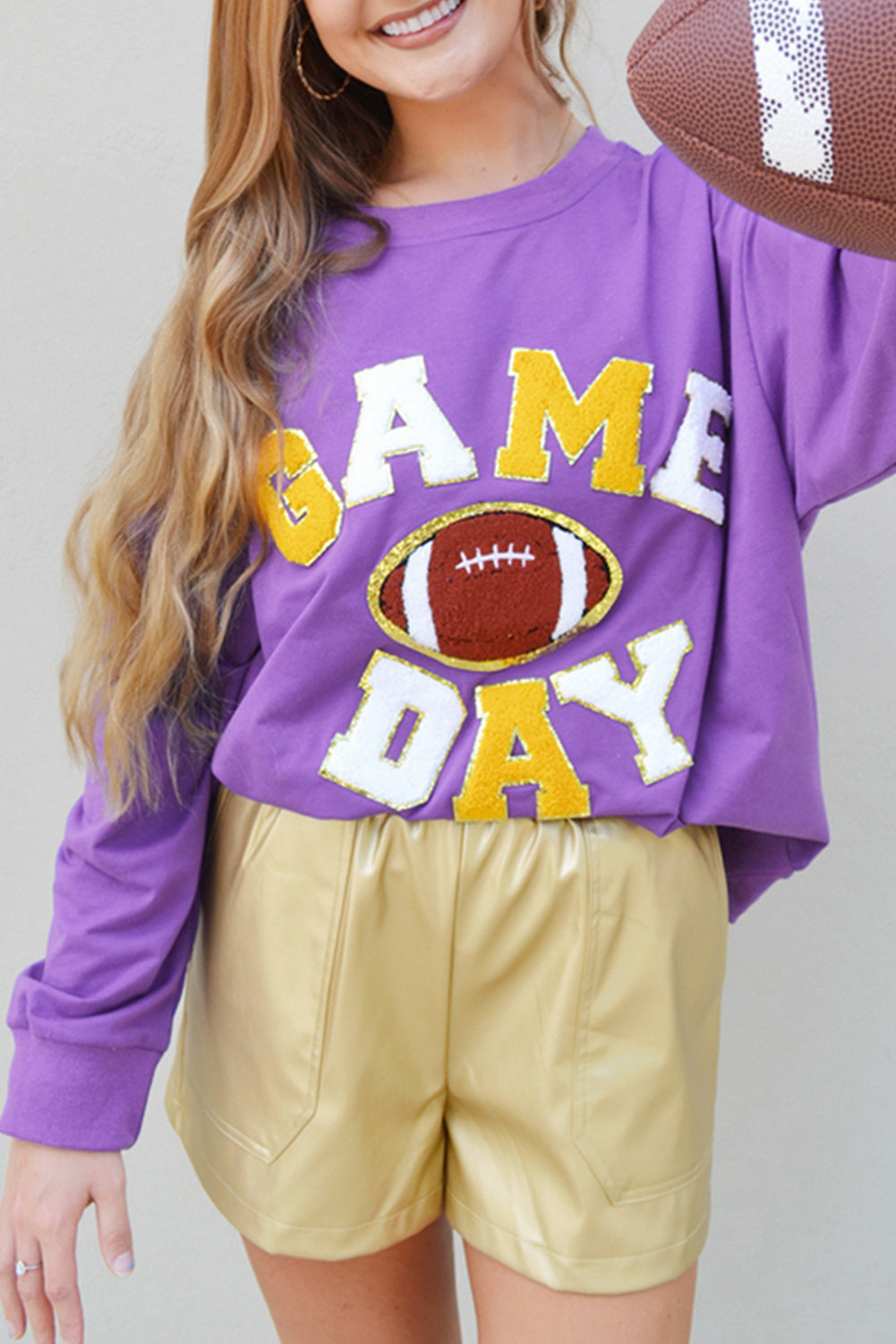 GAME DAY Chenille Embroidered Pullover Sweatshirt, S-XL