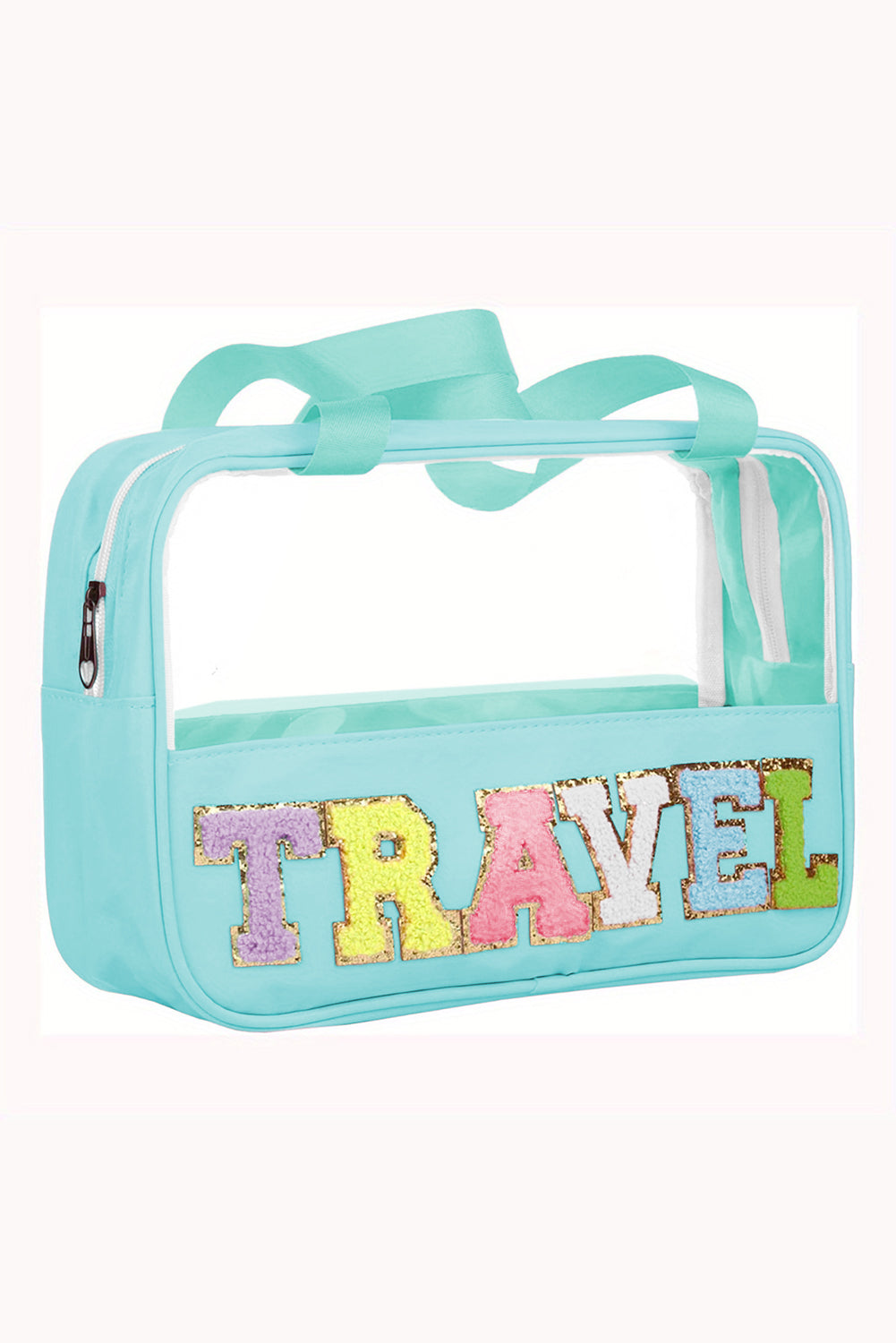 TRAVEL Chenille Letter Clear Bag, two color choices